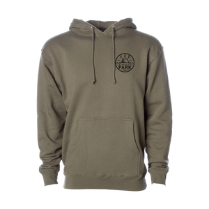 Show your love for America's first state preserve in our ultra-soft ADK 1892 hoodie in Army Green. Printed on the front and back with our own design, featuring a tent, trees, and the words "Adirondack Park."  Only Found at 518 Prints