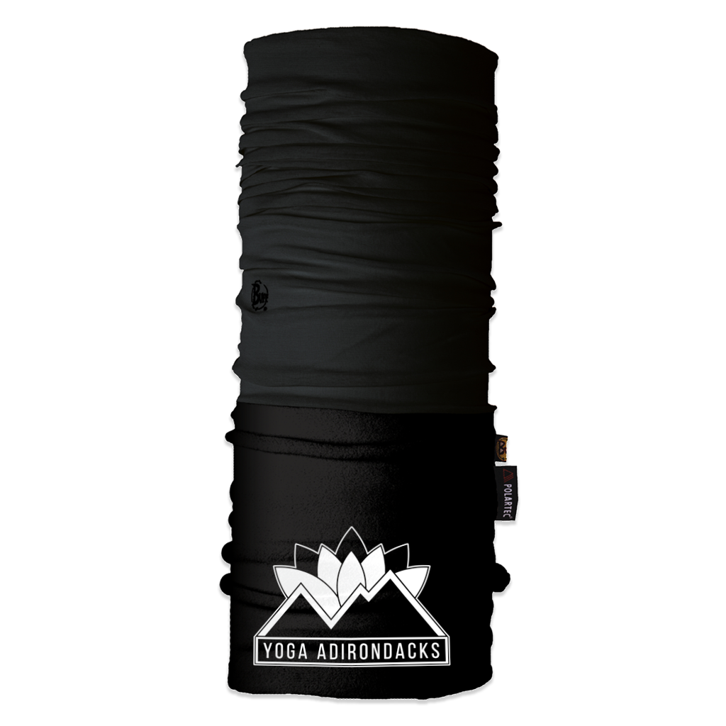 Guard your neck and face in this comfortable buff featuring the Yoga Adirondacks lotus mountain logo. Perfect as a non-medical face covering or extra insulation in higher elevations!