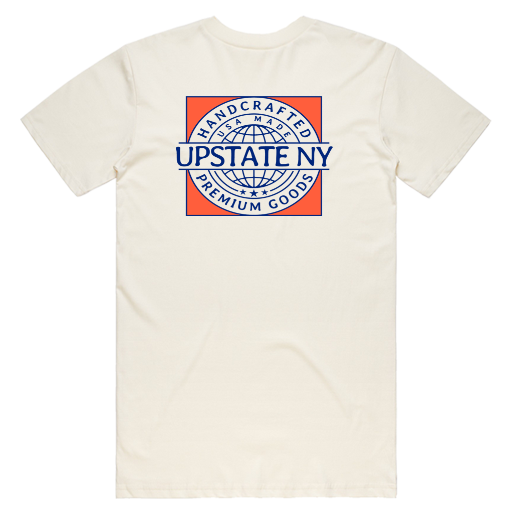 Handcrafted in Upstate New York - this ultra-comfortable tee is perfect for any occasion. Custom design is printed on the front and back of this off-white tee.  Only Found at 518 Prints