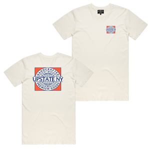 Handcrafted in Upstate New York - this ultra-comfortable tee is perfect for any occasion. Custom design is printed on the front and back of this off-white tee.  Only Found at 518 Prints