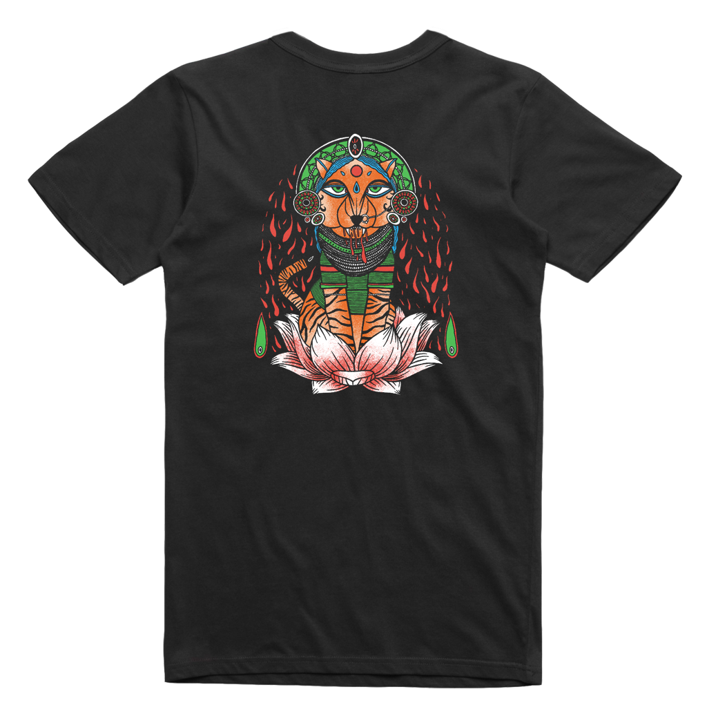 Show off your inner tiger with our original design Mandala Tiger tee! Printed in vibrant multicolor on the front and back of a black tee.  Only Found at 518 Prints