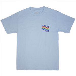 Love is love is love. Our 2019 Pride Month tee features a minimalist rainbow with the words "Pride" and "Troy NY" on the front left chest of a light blue tee. Only found at 518 Prints