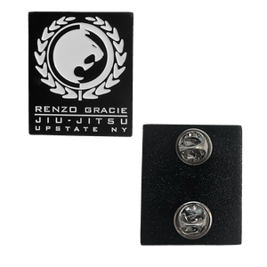 Renzo Gracie Latham "Upstate Lion Laurel" design, rendered as an enamel pin.