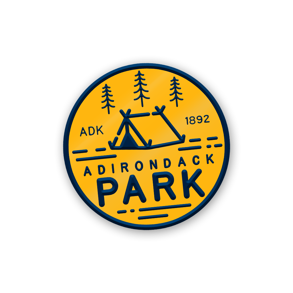 Share your love of our great wilderness with our original design ADK Enamel Pin. Featuring the words "ADK 1892" (the year the Park was formally established) and "Adirondack Park" on a quality enamel pin.  Only Found at 518 Prints