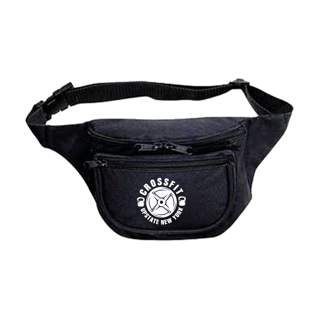 Keep the essentials close in this tough fanny pack, featuring a custom design with the words "CROSSFIT UPSTATE NY" printed on the front.  *Only Found At 518 Prints*