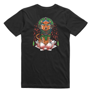 Show off your inner tiger with our original design Mandala Tiger tee! Printed in vibrant multicolor on the front and back of a black tee.  Only Found at 518 Prints