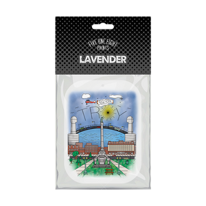 Yes, we made air fresheners! Featuring our original Troy Airbrush illustration on a lavender or vanilla scented freshener.  Only found at 518 Prints