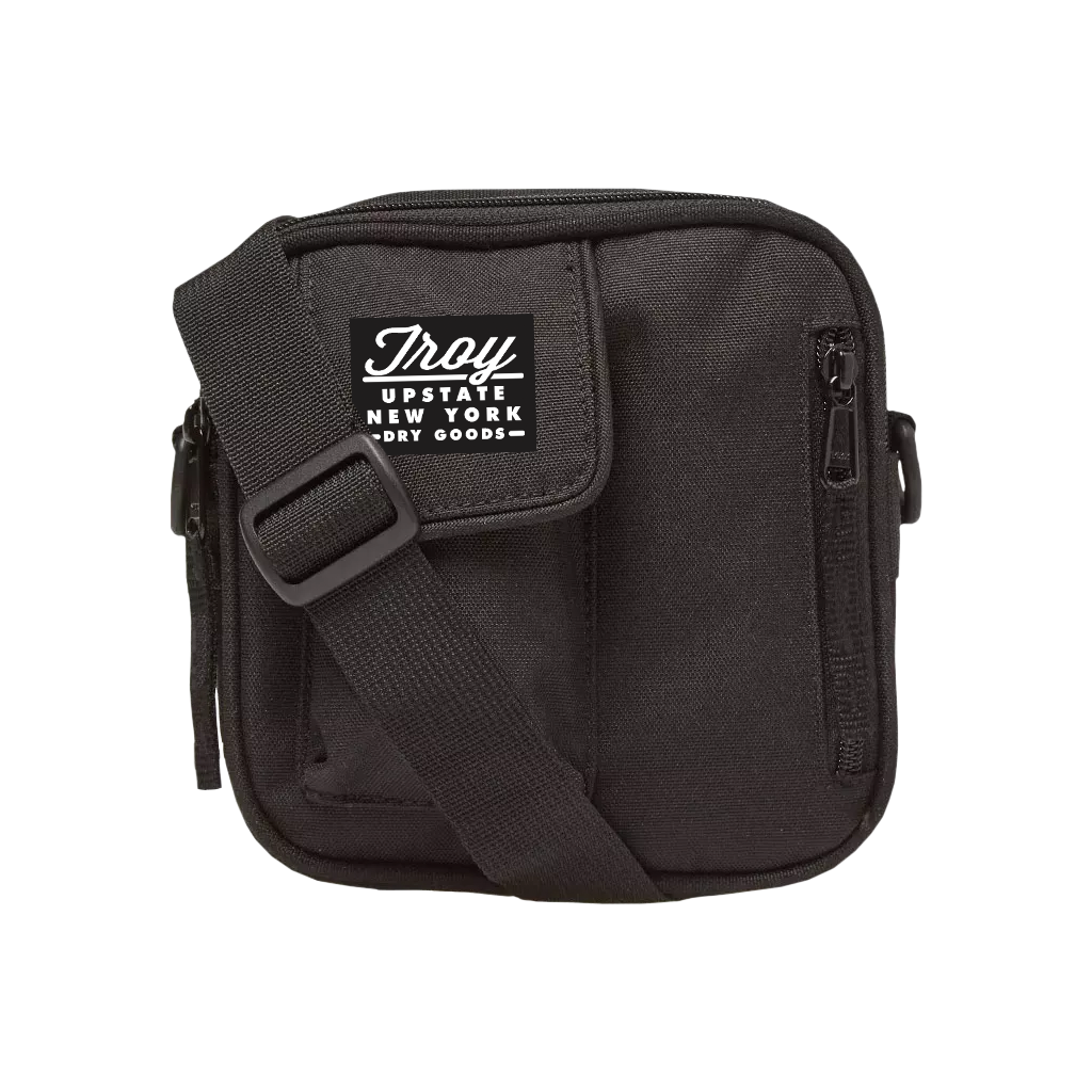 Essentials Bag - For handy access to all of your essentials! This bag is black with a custom-designed Troy NY-themed patch.  Only Found at 518 Prints