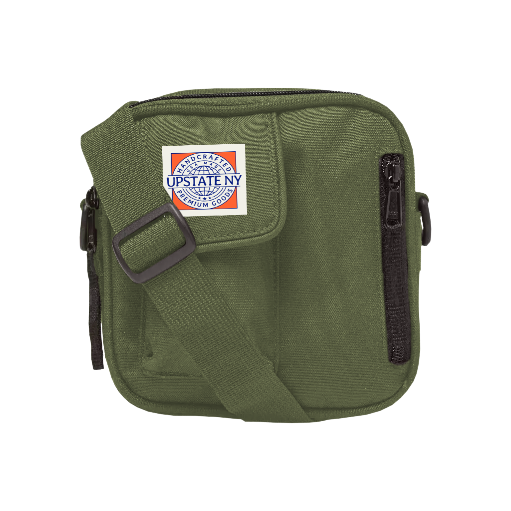 Essentials Bag - For handy access to all of your essentials! This bag is olive green with a custom-designed Upstate NY-themed patch.  Only Found at 518 Prints